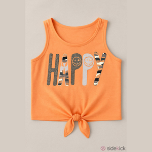Justice Girls Peach Glitter Tie Front Tank Top Small
